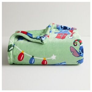 Disney Holiday Stitch Green Blanket